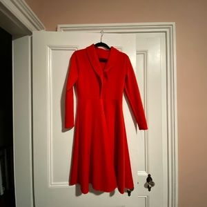 Red long sleeve A line dress